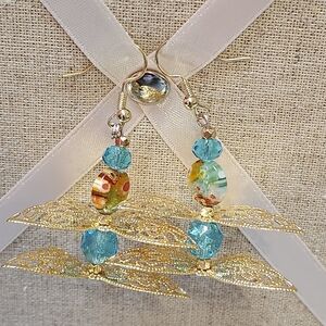 Butterfly & Floral Beaded Earrings